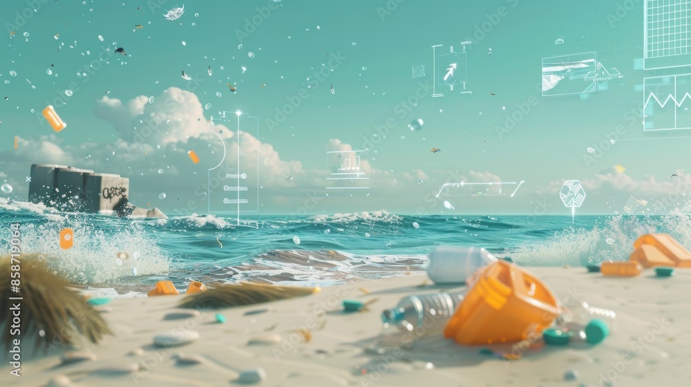 Poster a beach is kept pristine and free of litter thanks to smart waste management using 5g sensors which 