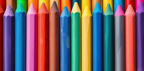 crayon background with a variety of colored pencils