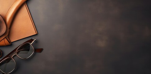 fathers day backgrounds a collection of glasses, including black and brown ones, are arranged on a brown wall alongside a leather and brown wallet