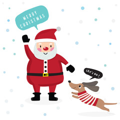cute Santa Claus cartoon doodle  in christmas day ,cute doodle