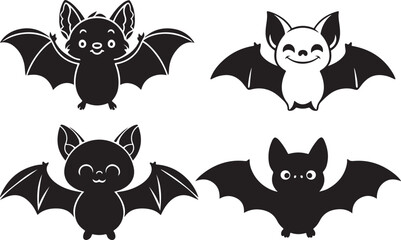 Cute cartoon bat with wings Vector illustration