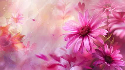 Obraz premium Pink Flower Dream - Watercolor and Digital Art