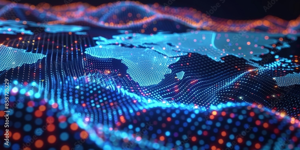 Poster digital world map abstract background