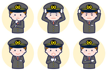 男性運転士のポーズセット_05