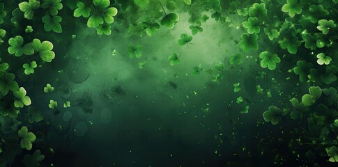 st patrick's day zoom background featuring green leaves and a small flower