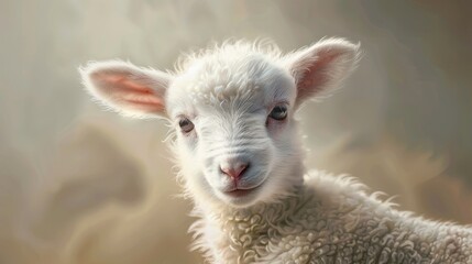 Naklejka premium A depiction of an adorable young lamb
