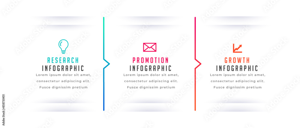 Sticker three steps infographic process chart banner for data visualization
