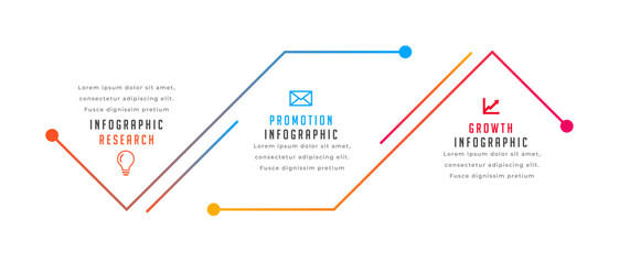 3 steps infographic timeline chart banner for modern presentation