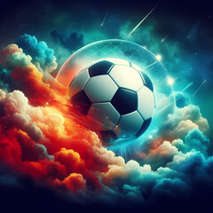 Fototapeta premium a soccer balls on the cloud