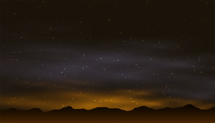 magical night sky banner with mountain design and glowing star © starlineart