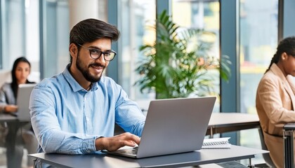 Fototapeta premium businessman working on laptop in cafe