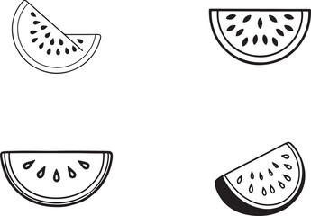 Watermelon silhouette icons in white background.