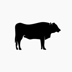 cow silhouette vector design template . black cow drawing . cows head icon design . cow side view silhouette