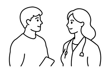 Doctor and nurse doing discussion vector illustration, Simple and minimalist flat Vector