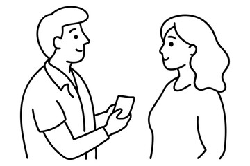 Doctor and nurse doing discussion vector illustration, Simple and minimalist flat Vector