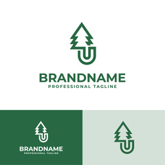 Letter U Tree Monoline Logo, Great for Nature Conservation Projects