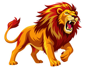 Obraz premium A dynamic illustration of courage and determination personified by a roaring lion. Generative AI. 