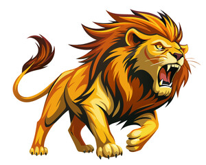 Obraz premium A dynamic illustration of courage and determination personified by a roaring lion. Generative AI. 