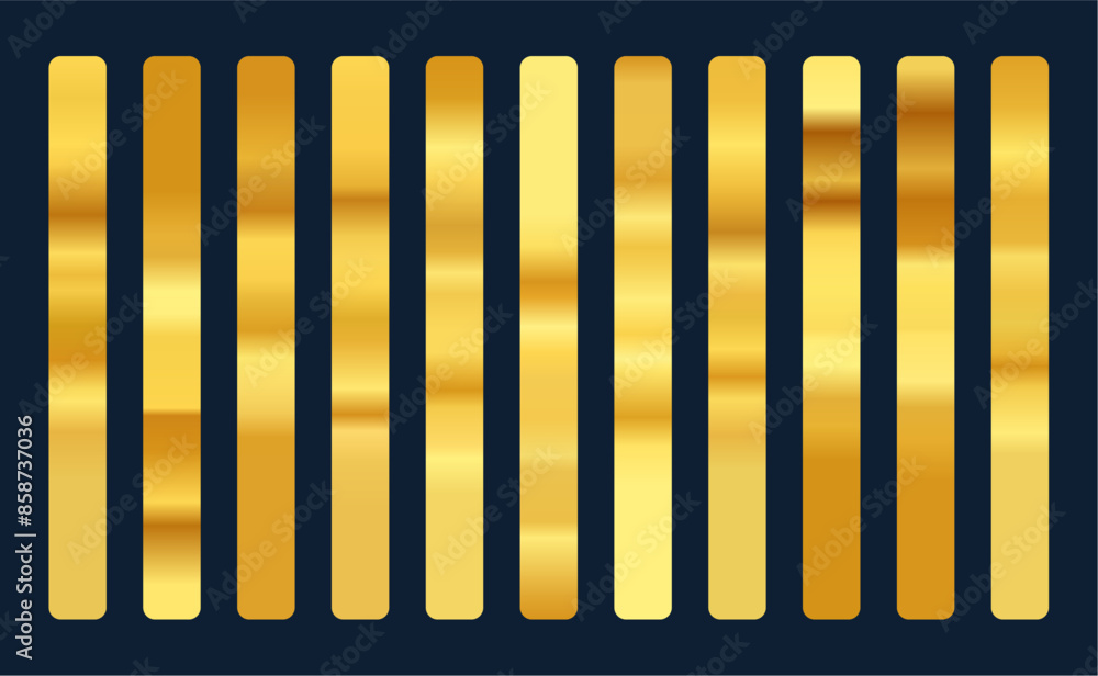 Sticker set of abstract golden color gradient banner design