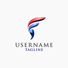 3d F logo design inspiration . wing f logo template . finance logo design inspiration . red blue 3f f logo icon