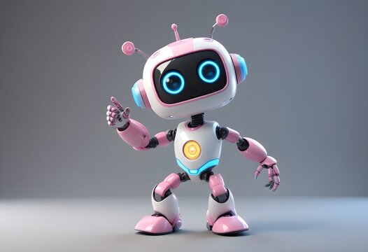 3d rendering of a cute pink cartoon robot