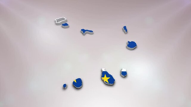 Cape Verde Flag on its Country Map, 3D Map Flag Opener Suitable for Politics, Elections, Travel, News and Sports Events and Presentations