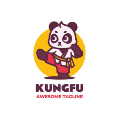 Vector Logo Illustration Panda Mascot Cartoon Style.