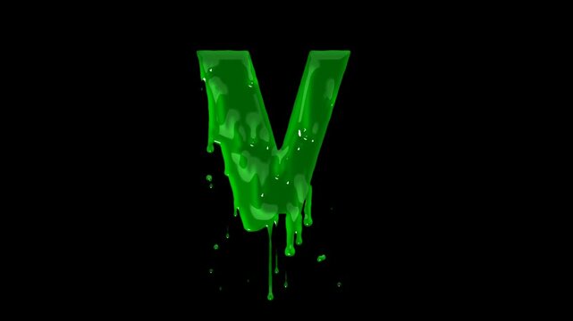 Green slime font. Halloween toxic waste letters, blot scary horror greens goo alphabet text sign and blots splash liquid slimes spooky letters, goo vector isolated symbols set