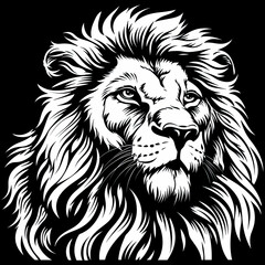Fototapeta premium A black and white drawing of a lion