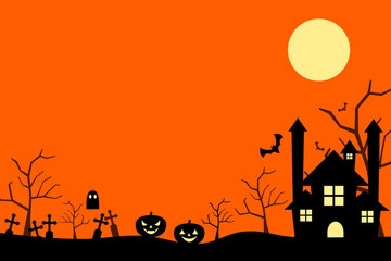 halloween background with castle and pumpkin