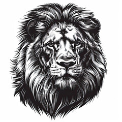Obraz premium A black and white drawing of a lion