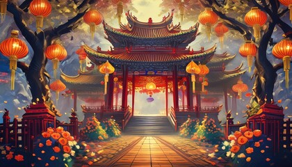 chinese temple in the morning