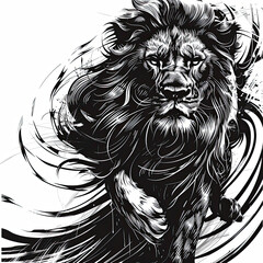Obraz premium A black and white drawing of a lion