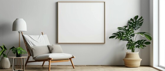 a picture in a frame on a white wall. minimalism.