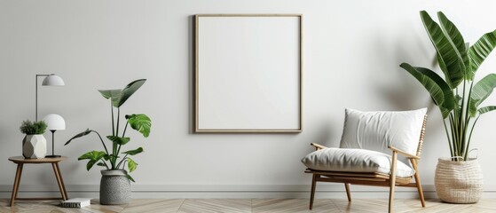 a picture in a frame on a white wall. minimalism.