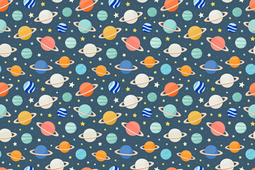 カラフルな惑星のシームレスパターン背景