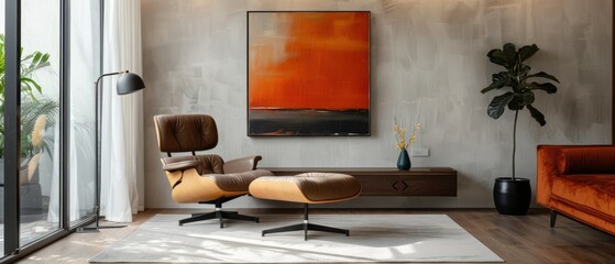 a picture in a frame on a white wall. minimalism.