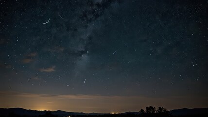 Fototapeta premium night sky with moon and stars
