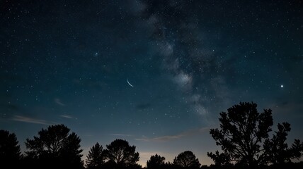 Naklejka premium night sky with moon and stars