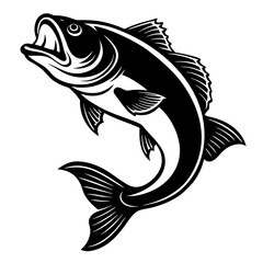 bass fish silhouette. fish vector illustration.