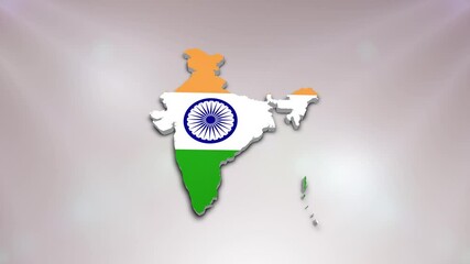 India Flag on its Country Map, 3D Map Flag Opener Suitable for Politics, Elections, Travel, News and Sports Events and Presentations