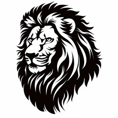 A black and white drawing of a lion