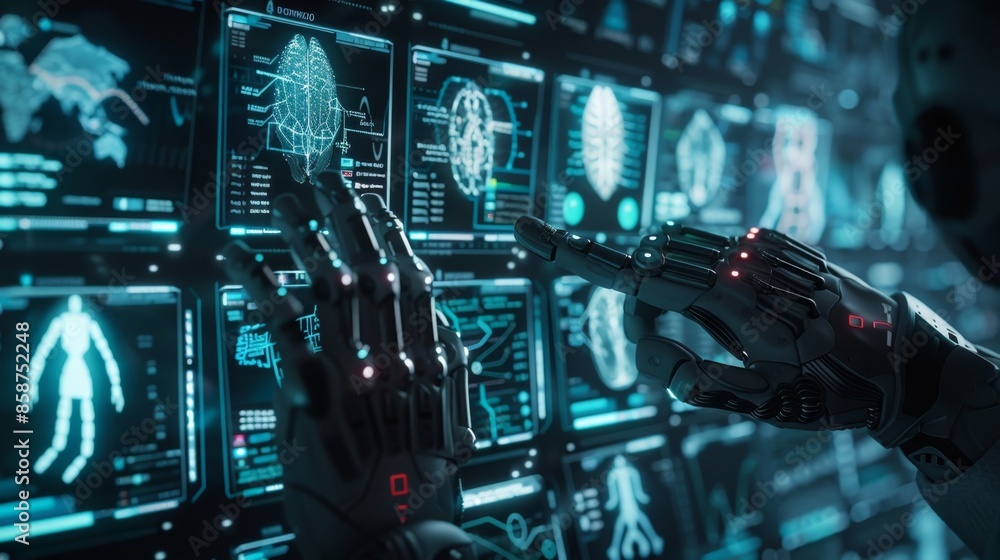 Poster as the surgeon focused intently on the screen in front of them their hands moved in perfect sync wit