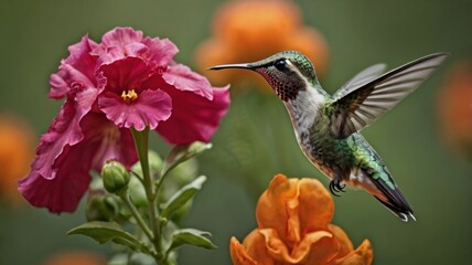 Fototapeta premium hummingbird and flower