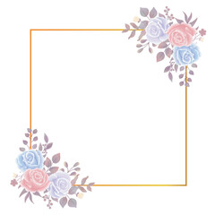 Vector Rose Flower Watercolor Frame Border