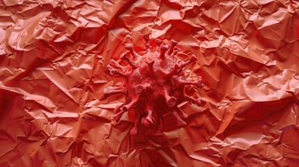 2019 nCoV text on crumpled red paper Concept of the coronavirus