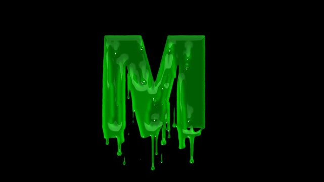 Green slime font. Halloween toxic waste letters, blot scary horror greens goo alphabet text sign and blots splash liquid slimes spooky letters, goo vector isolated symbols set