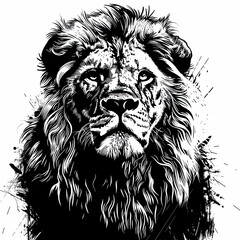 Obraz premium A black and white drawing of a lion
