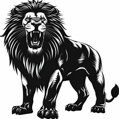 Obraz premium A black and white drawing of a lion