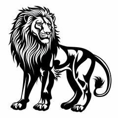 Obraz premium A black and white drawing of a lion